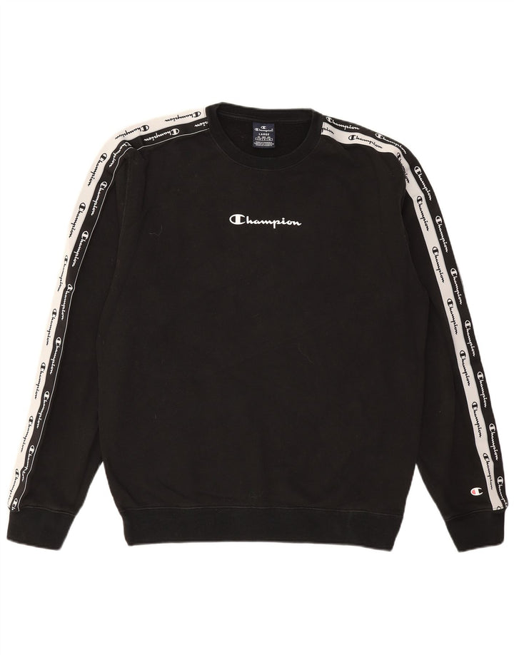 CHAMPION Sudadera gráfica para hombre Jumper Large Black Cotton