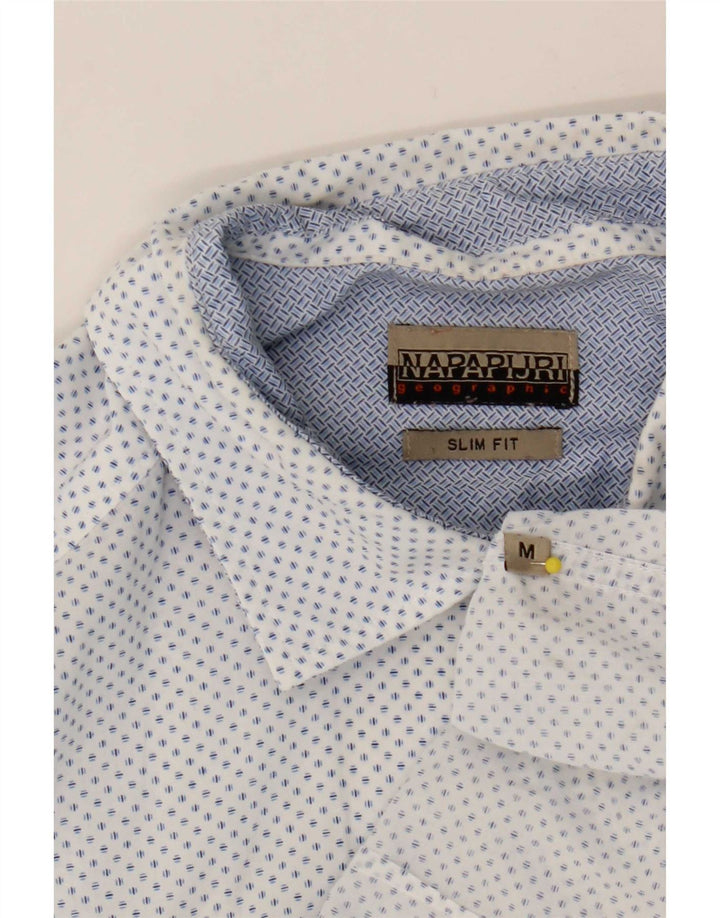 Napapijri Hombre Camisa Slim Fit Medium White Spotted