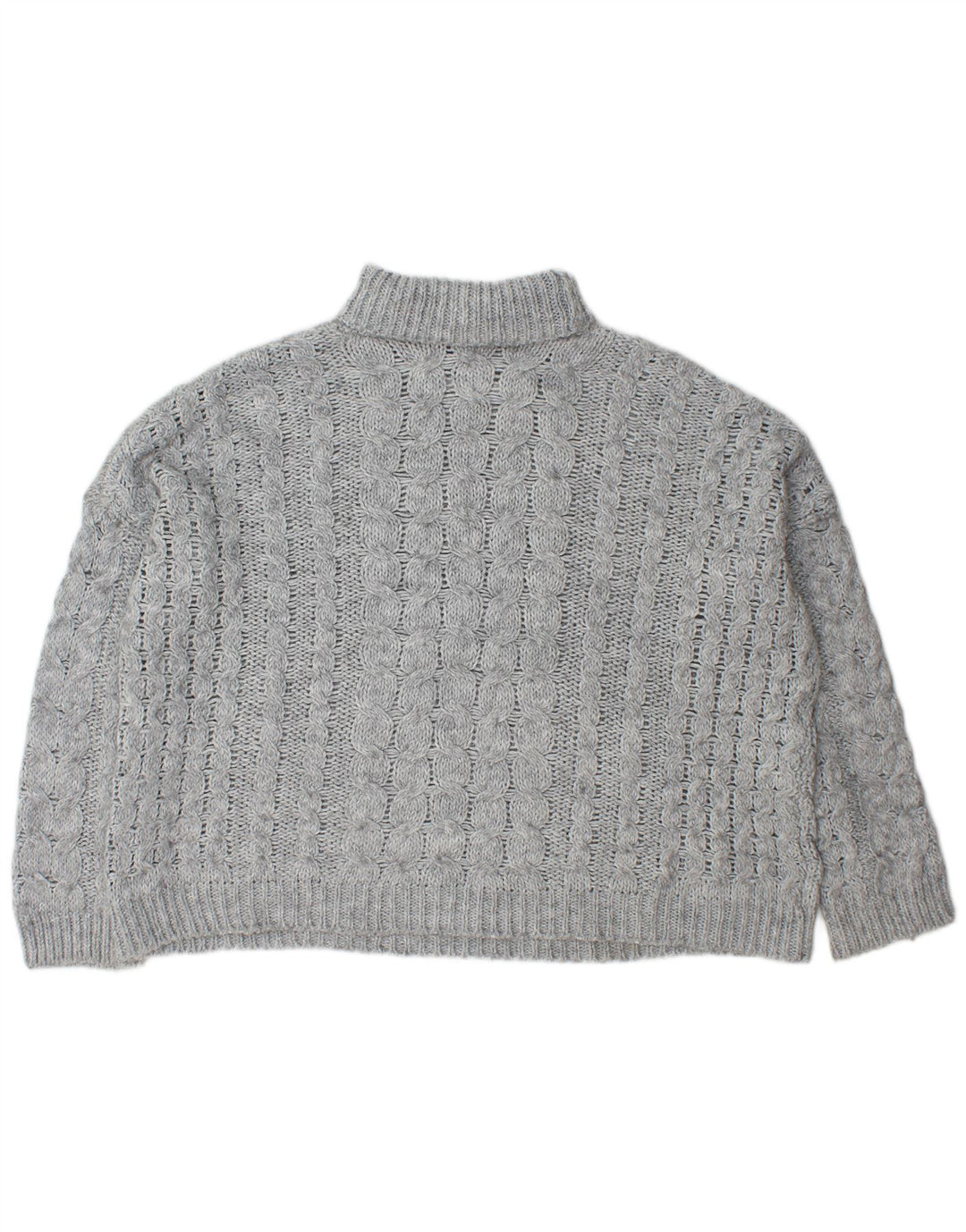Zara Mujer Suéter De Cuello Alto De Gran Tamaño UK 44 Acrílico Gris Medio