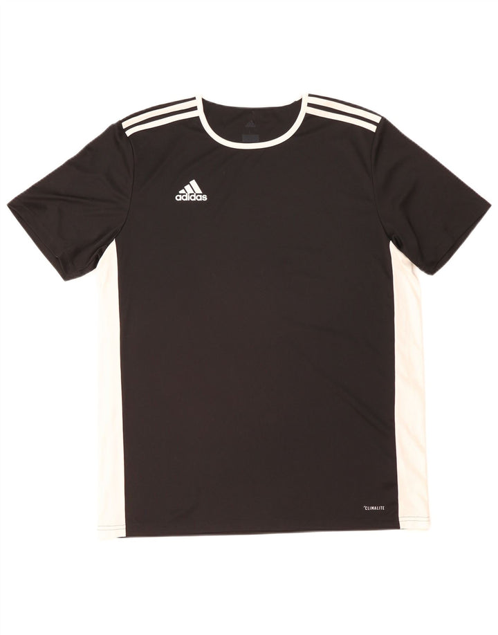 Adidas Hombre Climalite Camiseta Top Grande Negro Colorblock Poliéster