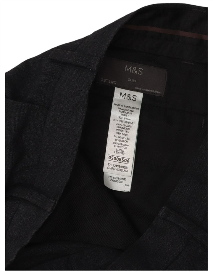 Marks & Spencer Pantalones chinos ajustados para hombre W32 L33 Poliéster gris