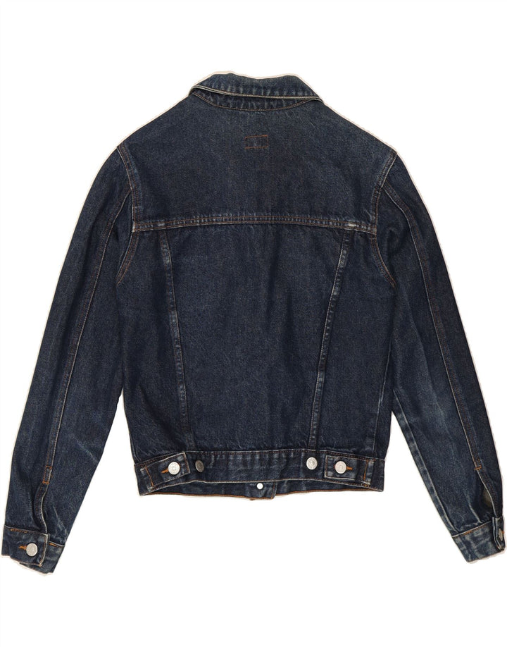 PIT STOP Womens Denim Jacket UK 14 Large Navy Blue Cotton Vintage Pit Stop and Second-Hand Pit Stop from Messina Hembry 