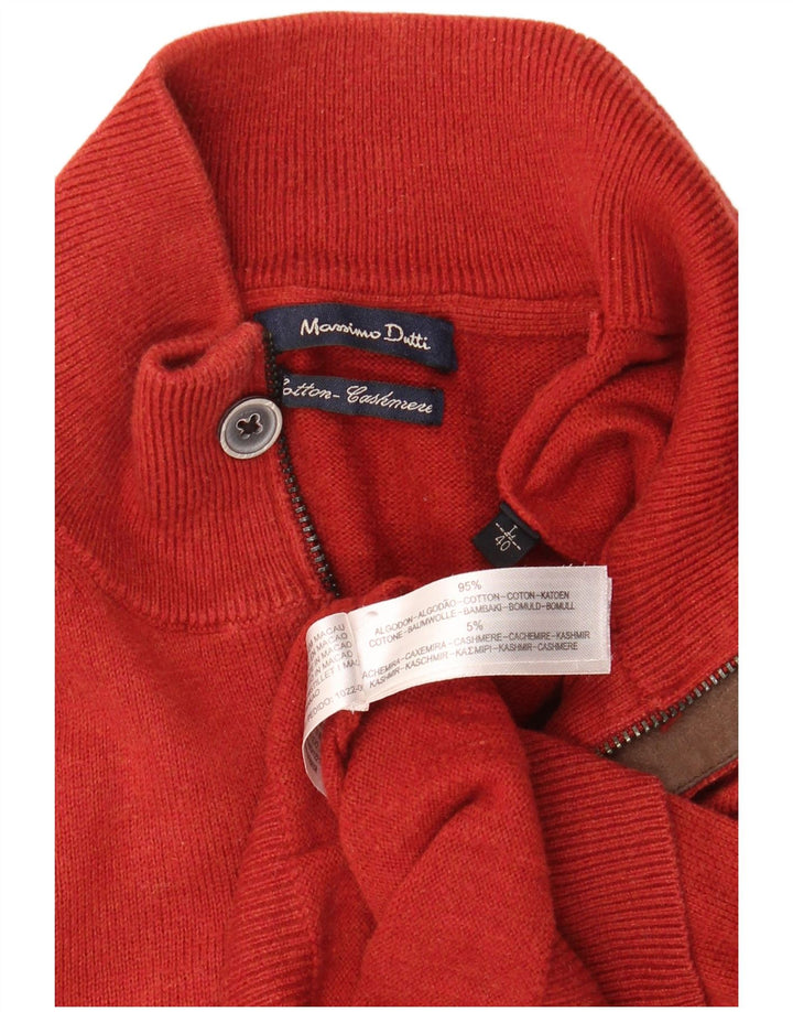 MASSIMO DUTTI Jersey De Cuello Con Cremallera Para Hombre Large Rojo Algodón