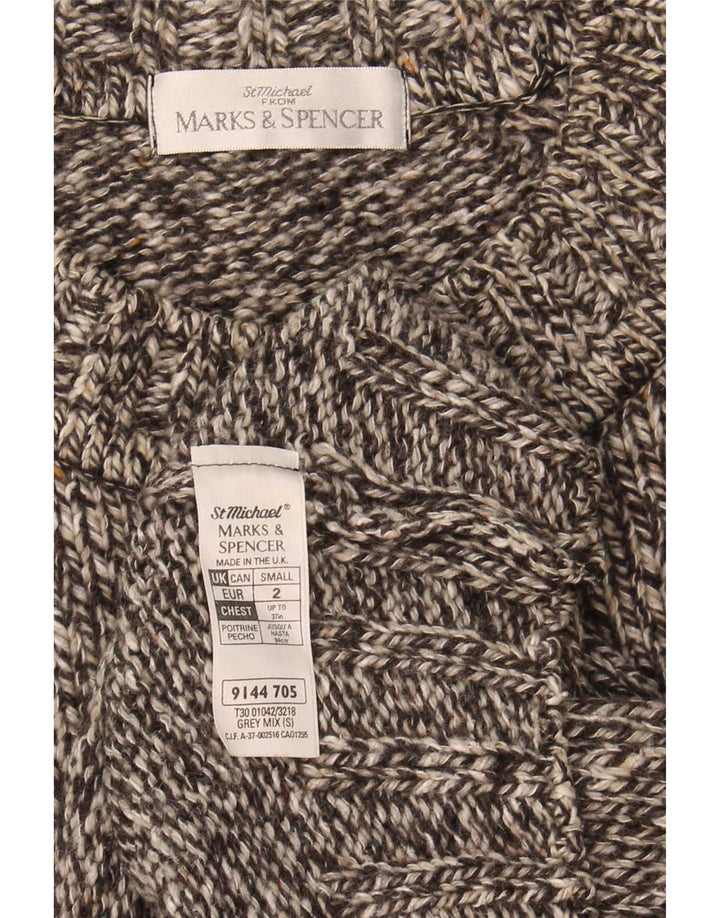 Marks & Spencer Jersey de cuello redondo para hombre de lana moteada gris pequeño