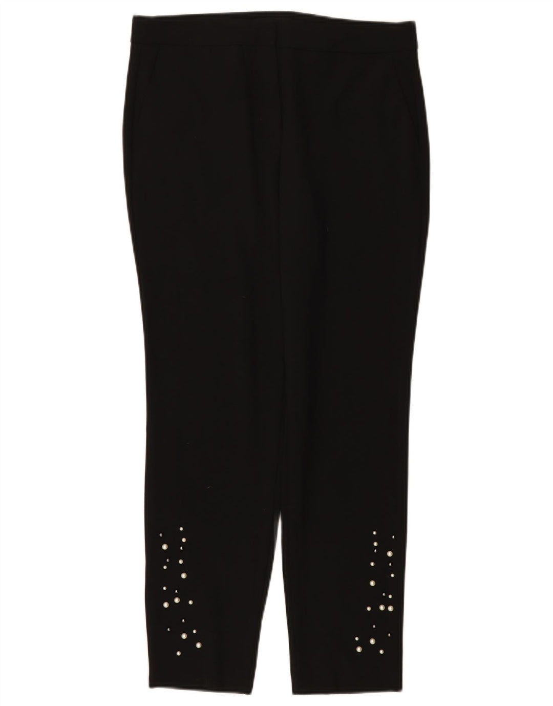 Zara Mujer Pantalón Chino Slim Small W26 L27 Poliéster Negro