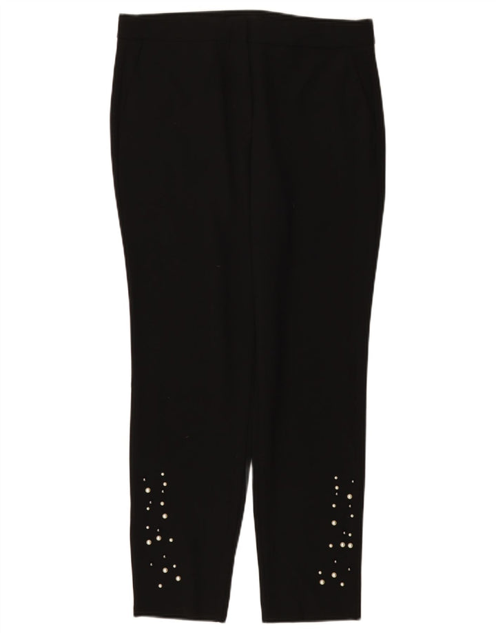 Zara Mujer Pantalón Chino Slim Small W26 L27 Poliéster Negro