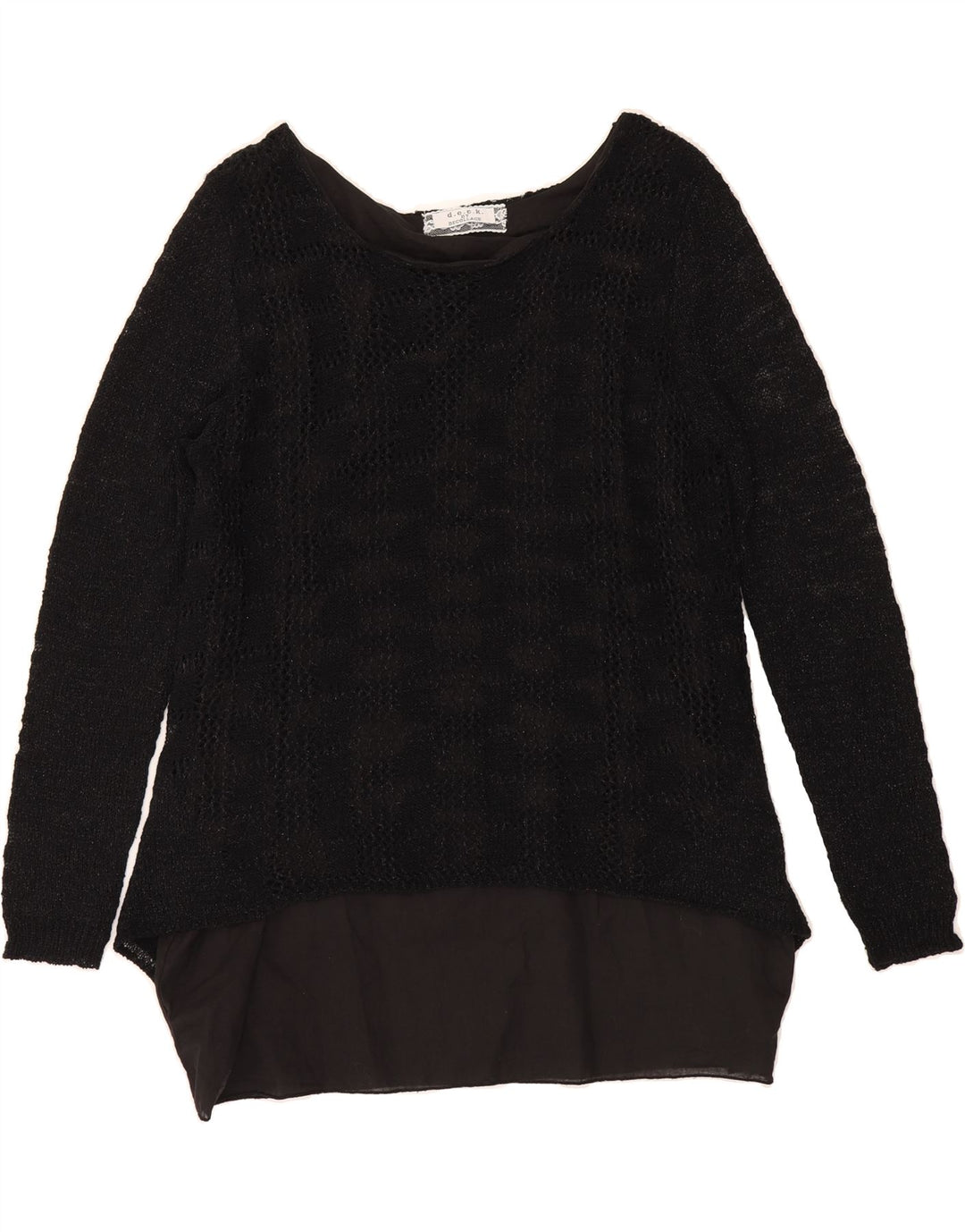 D.E.C.K. BY DECOLLAGE Womens Top Long Sleeve UK 16 Large Black Polyester Vintage D.e.c.k. By Decollage and Second-Hand D.e.c.k. By Decollage from Messina Hembry 