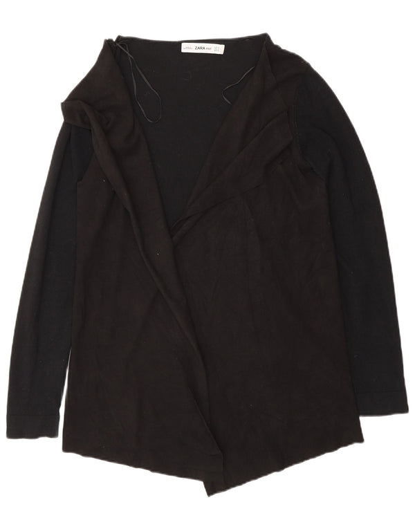 Zara Mens Open Cardigan Sweater UK 10 Small Viscosa Negra