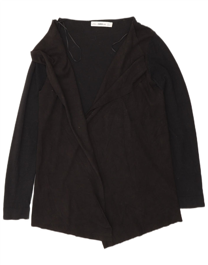 Zara Mens Open Cardigan Sweater UK 10 Small Viscosa Negra