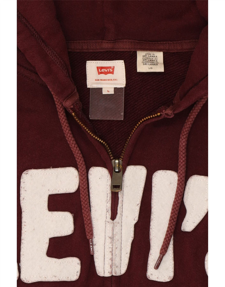 LEVI'S Suéter con capucha y cremallera gráfica para hombre Algodón granate grande