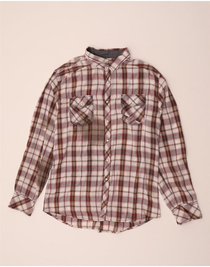 BKE Camisa De Franela De Cuadros XL Algodón A Cuadros Burdeos Hombre