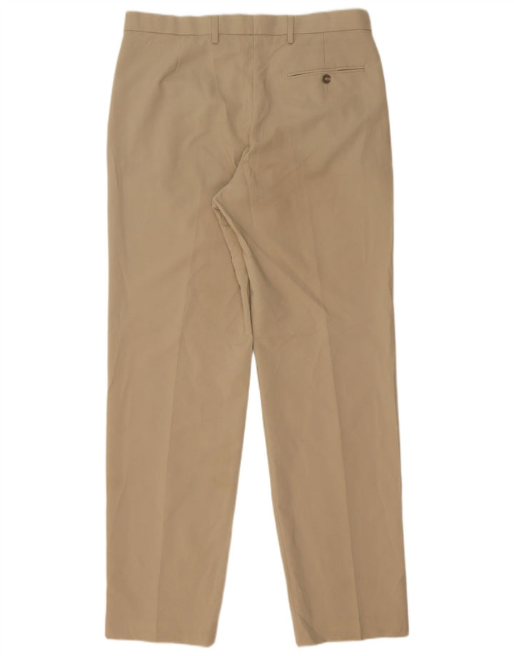 Marks & Spencer Pantalón de traje regular para hombre W34 L33 Poliéster beige