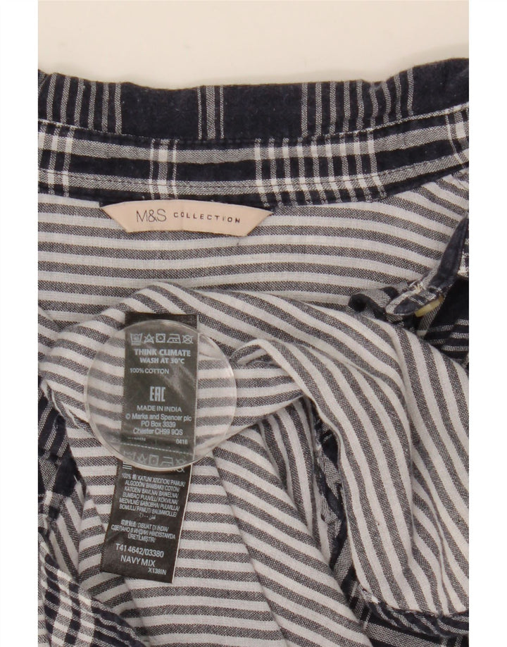 Marks & Spencer Camisa extragrande para mujer UK 8 Small Azul marino Cuadros Algodón