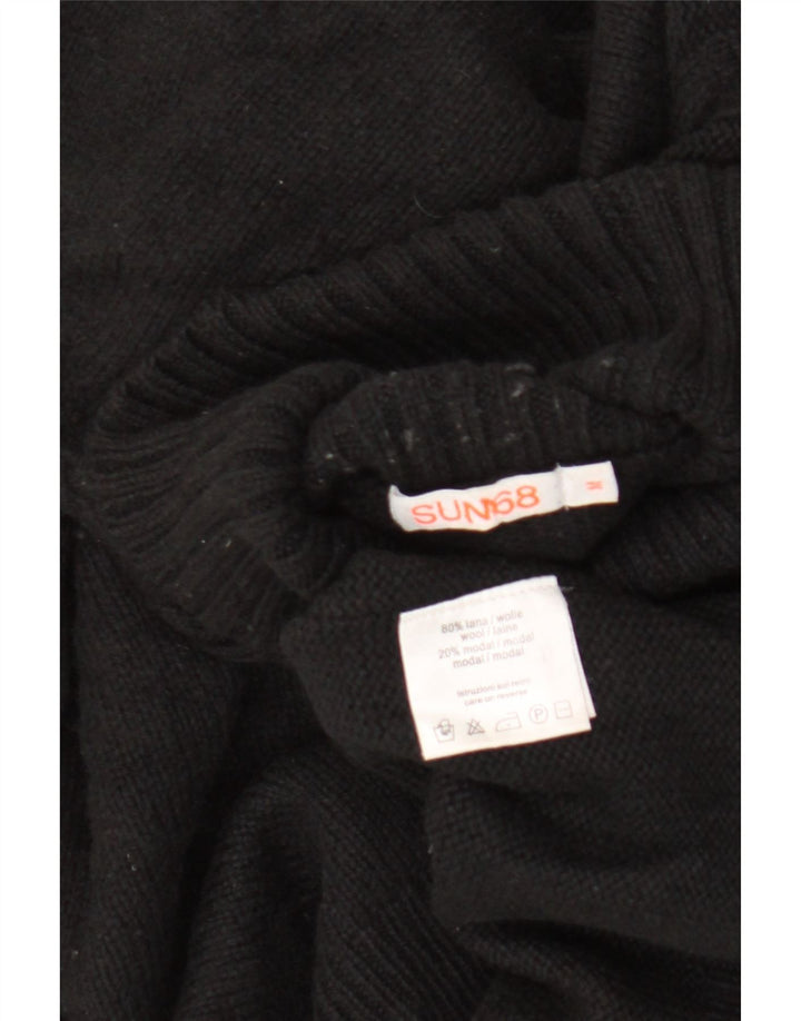 Sun68 - Jersey con cuello vuelto para hombre, de lana negra mediana