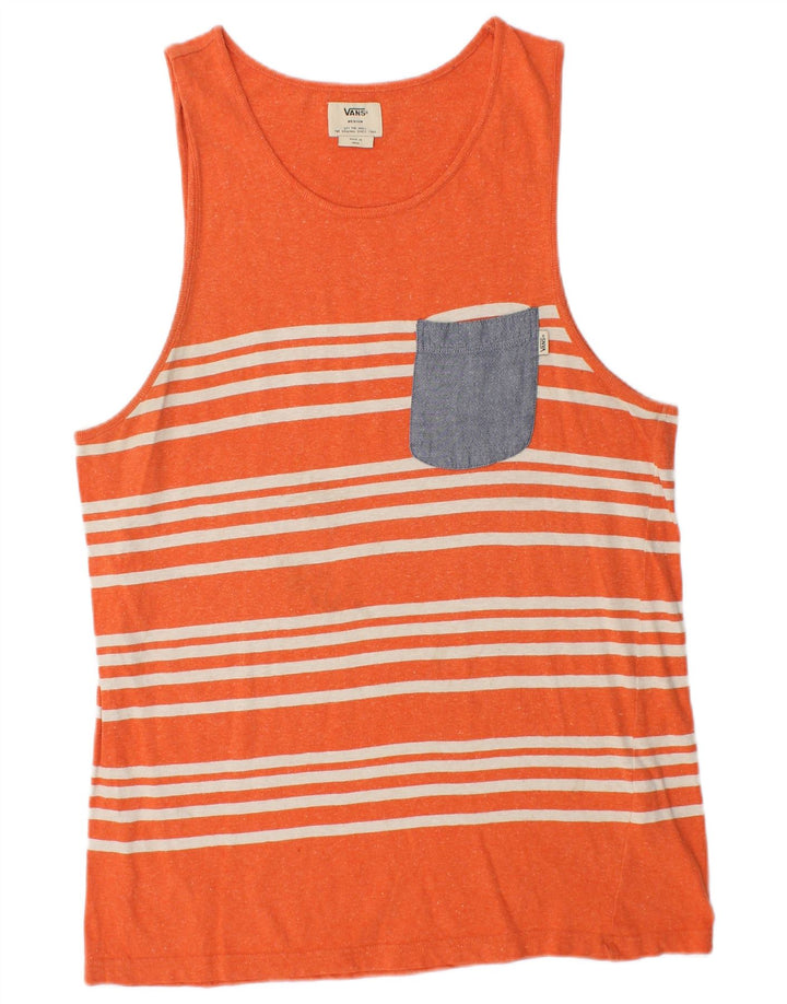 VANS Mens Vest Top Medium Orange Striped Cotton