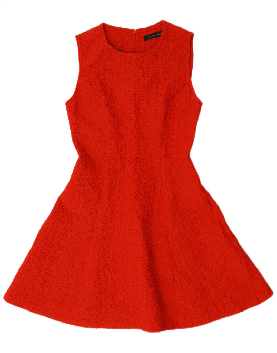 Zara Vestido Acampanado Sin Mangas para Mujer UK 8 Small Poliéster Rojo