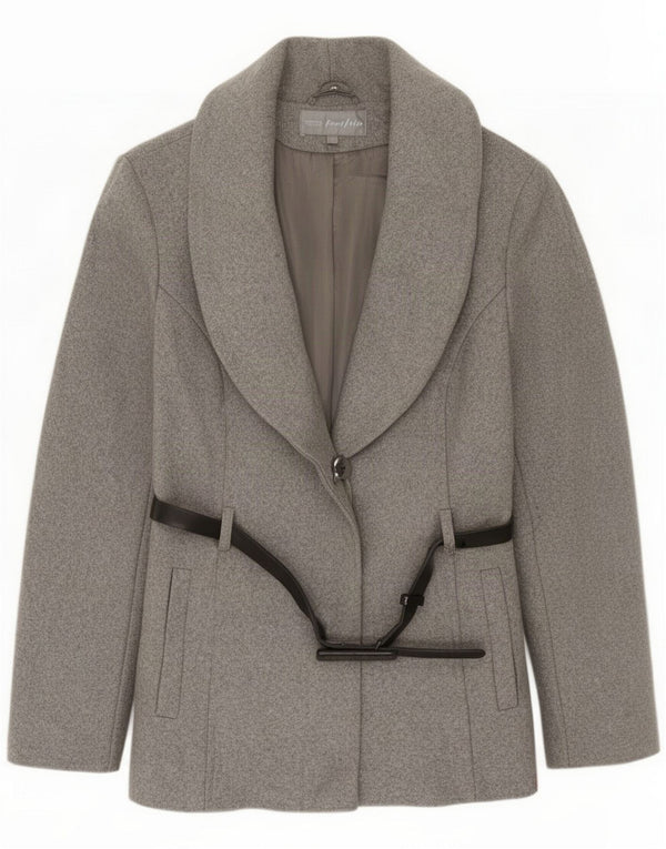 Marks & Spencer Abrigo corto para mujer UK 40 Small Gris Lana virgen