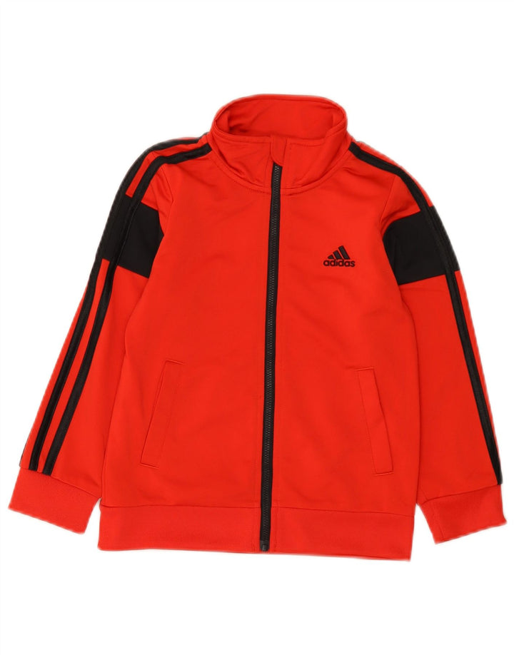 Adidas - Chaqueta de chándal para niño, 4-5 años, color rojo, poliéster
