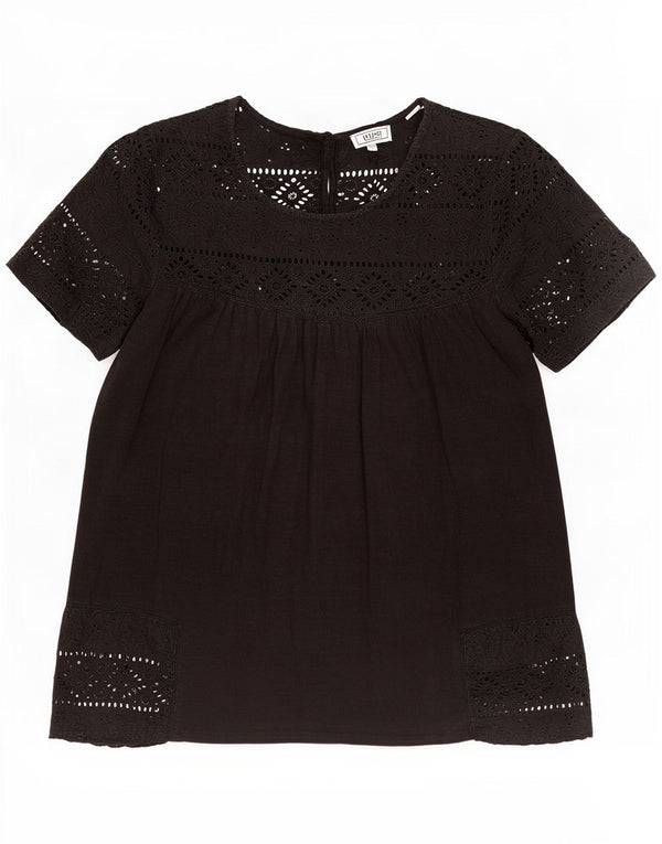 Blusa para mujer Fat Face UK 10 Small Black Floral Cotton