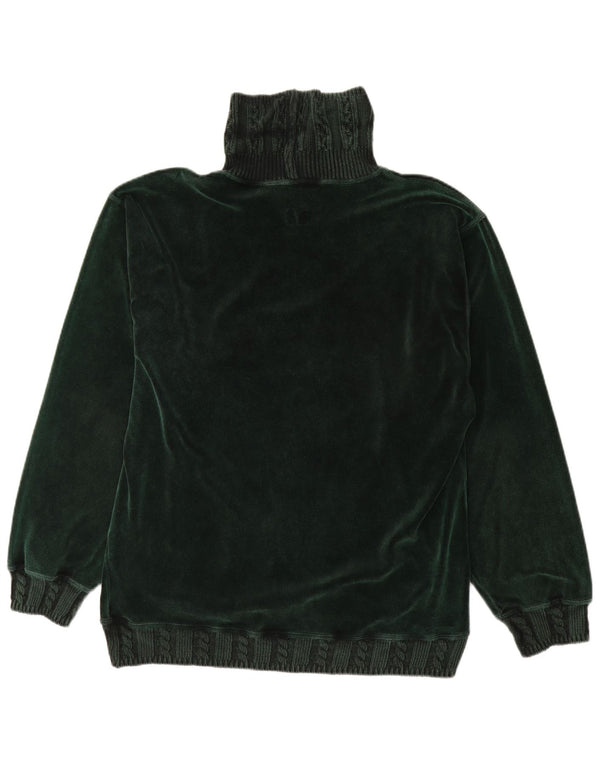 Belfe Mens Roll Neck Graphic Top Manga Larga Grande Algodón Verde
