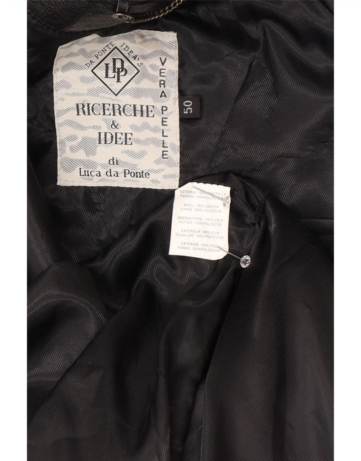 Vintage mujer abrigo de cuero de gran tamaño IT 50 XL cuero negro