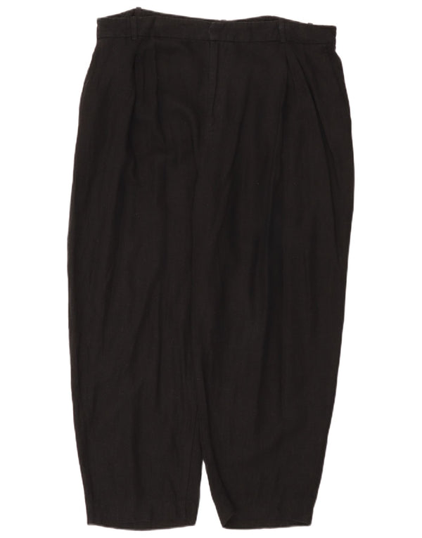 Zara Mujer Pantalones Casuales De Talle Alto Y Ajuste Holgado XL W32 L34 Lino Negro