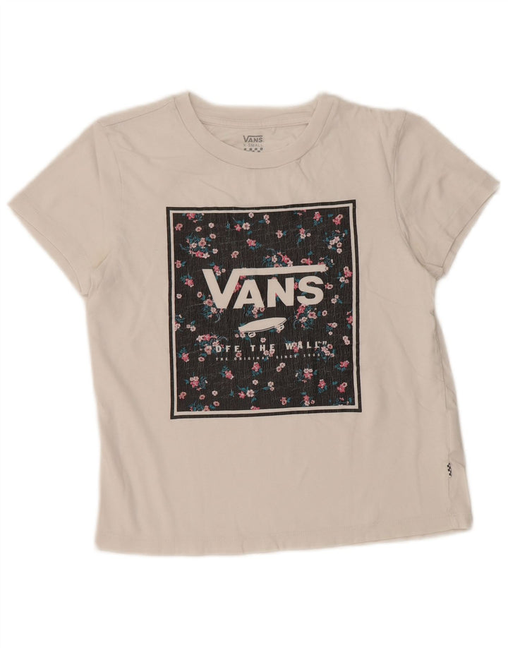 VANS Camiseta corta con gráfico para mujer UK 6 XS Algodón blanco