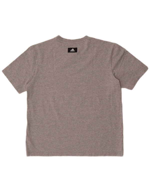 Adidas Camiseta gráfica para hombre Top grande de algodón moteado gris