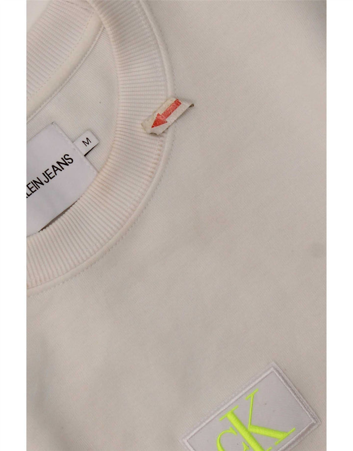 Calvin Klein Jeans - Sudadera extragrande para mujer, talla 40, tamaño mediano, color blanco