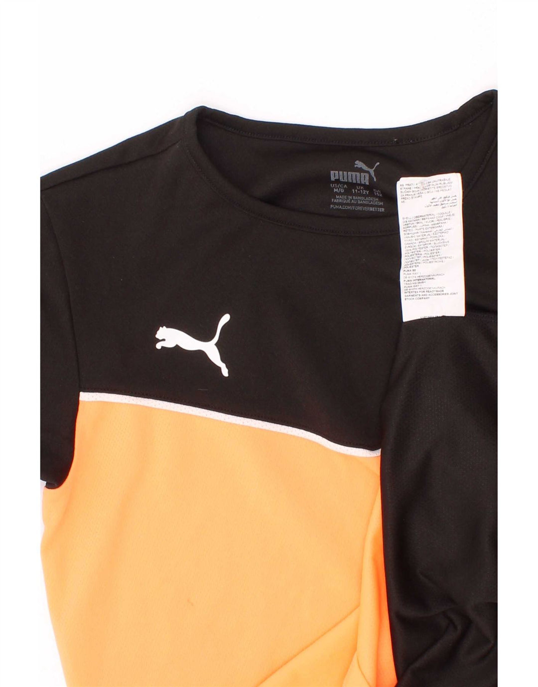 Puma Camiseta para niño Top 11-12 años Negro Colorblock Poliéster