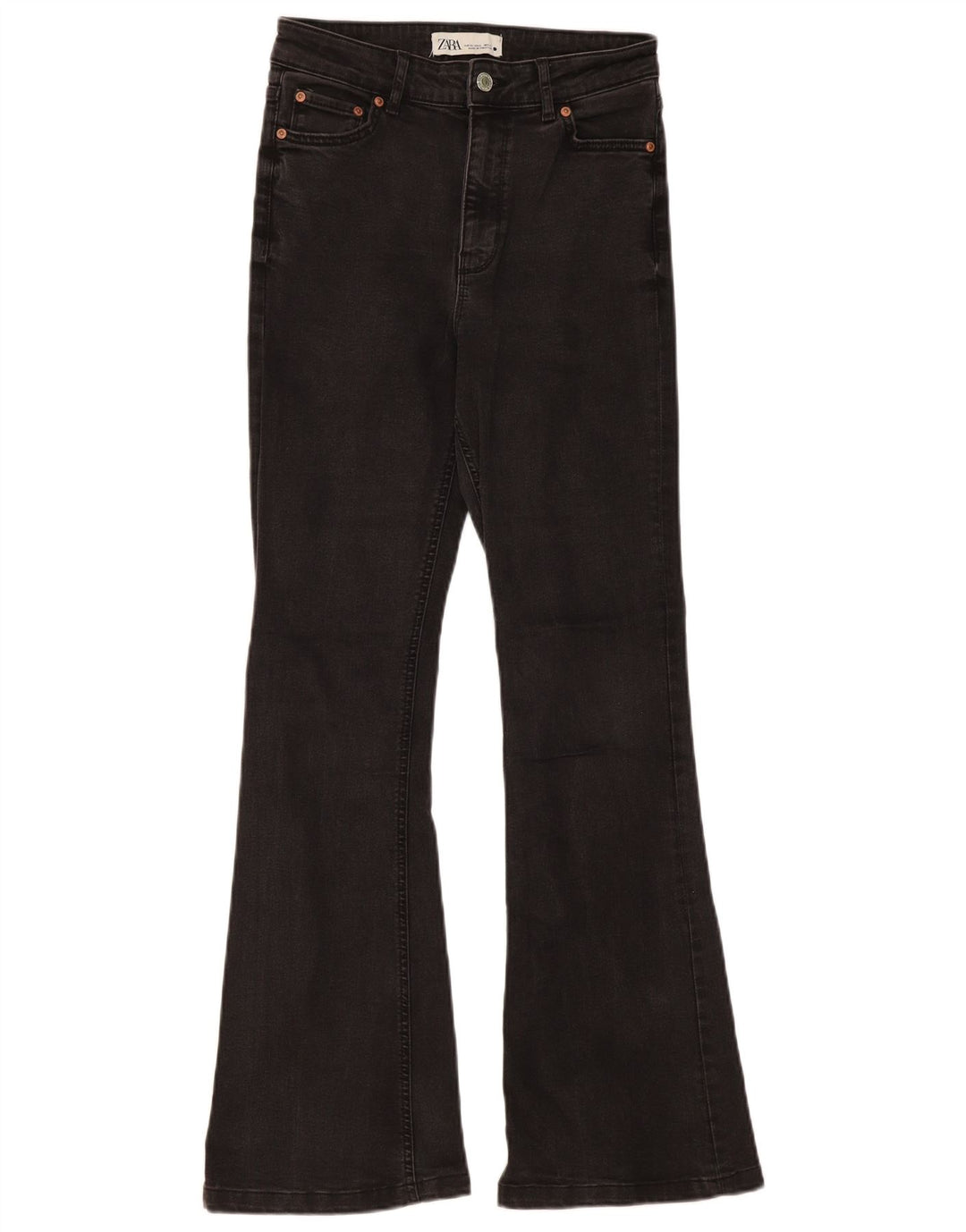 Zara Jeans Acampanados Para Mujer EU 38 Small W28 L31 Algodón Negro