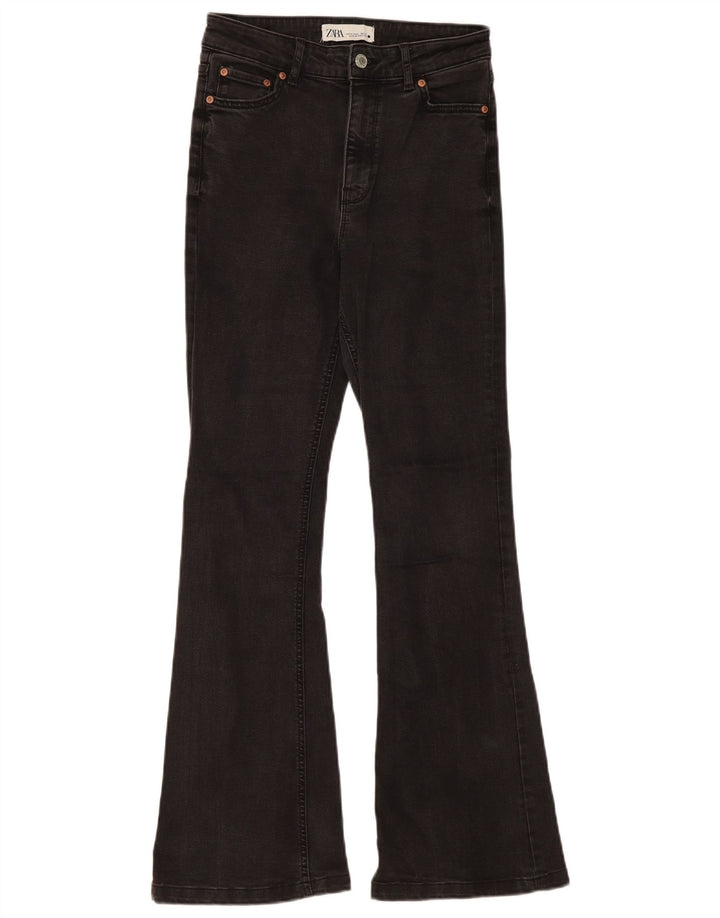 Zara Jeans Acampanados Para Mujer EU 38 Small W28 L31 Algodón Negro