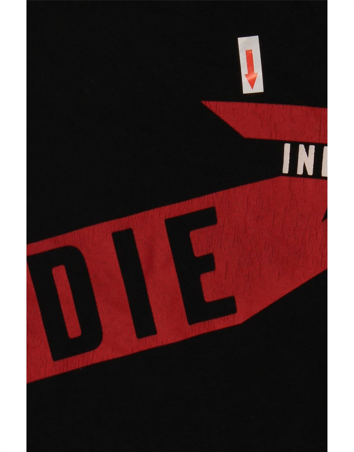 Diesel Hombre Camiseta Gráfica Top Medio Algodón Negro