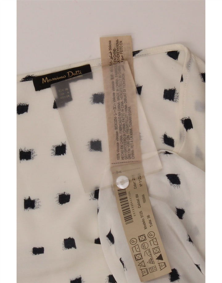 Massimo Dutti Blusa Manga Larga Mujer Top EU 36 XS Blanco Moteado