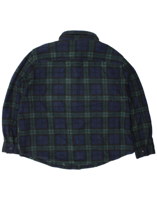 Marks & Spencer - Camisa de forro polar para hombre, talla 3XL, poliéster a cuadros verdes