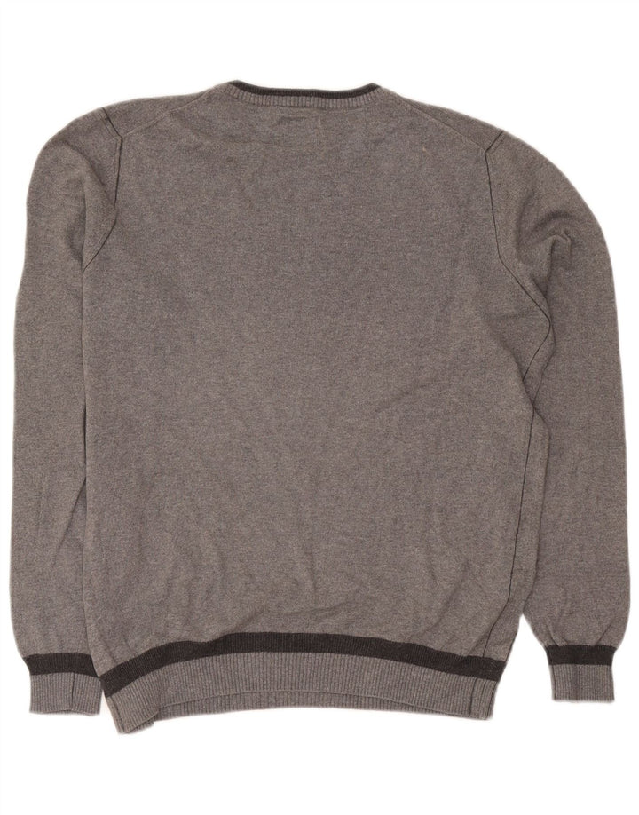 Marlboro Classics - Jersey de cuello redondo para hombre, talla pequeña, algodón moteado gris