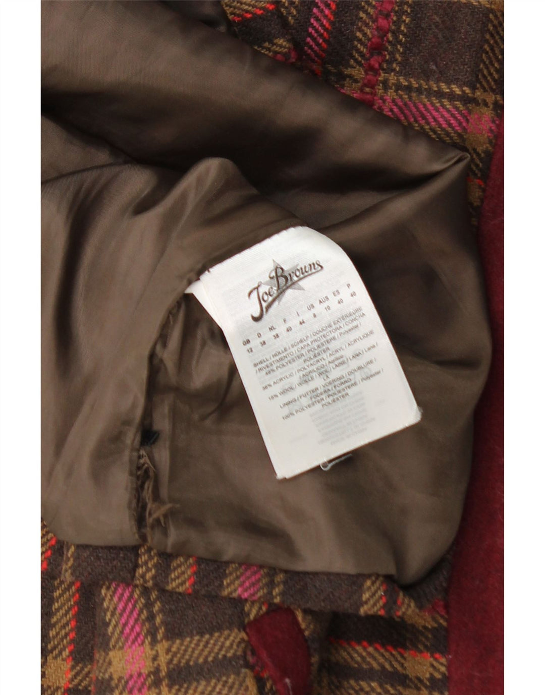 JOE BROWNS Minifalda para mujer UK 12 Medium W32 Acrílico a cuadros marrón