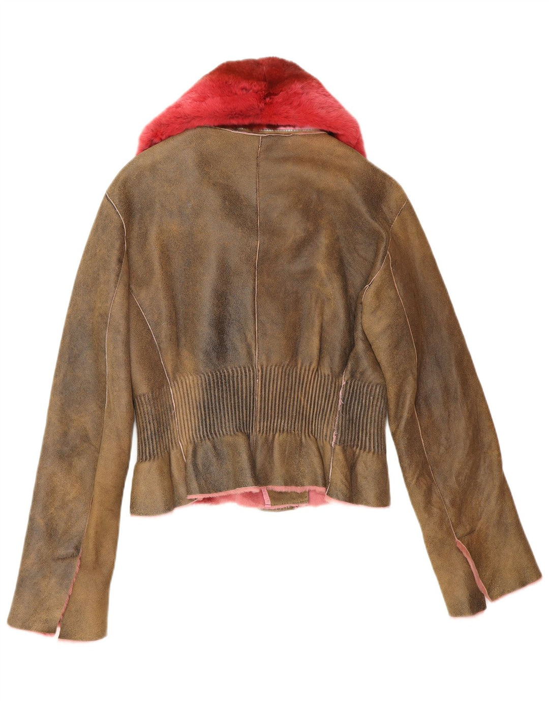 ERMANNO SCERVINO Chaqueta de cuero para mujer IT 42 Cuero marrón medio