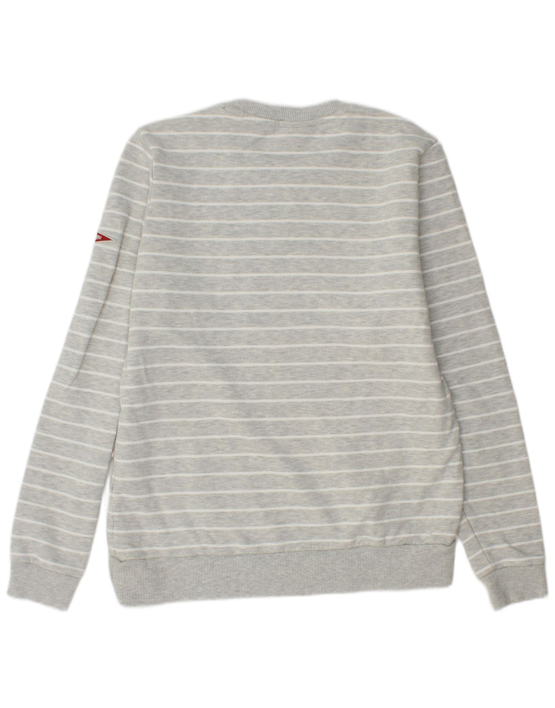 Superdry Mujer Sudadera Gráfica Jumper UK 40 Algodón A Rayas Gris Medio