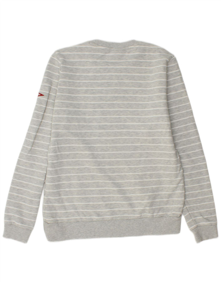 Superdry Mujer Sudadera Gráfica Jumper UK 40 Algodón A Rayas Gris Medio