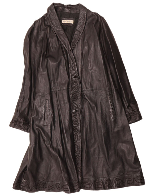 Abrigo de cuero vintage para mujer IT 50 XL Negro