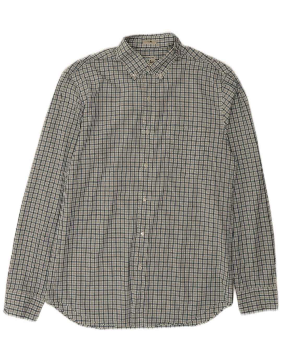 J. CREW Camisa ajustada para hombre de algodón a cuadros azul medio
