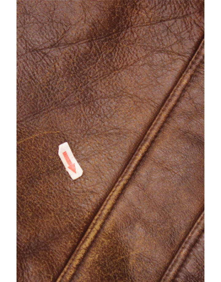 Chaqueta de piel de oveja vintage para hombre IT 52 XL Marrón Shearling