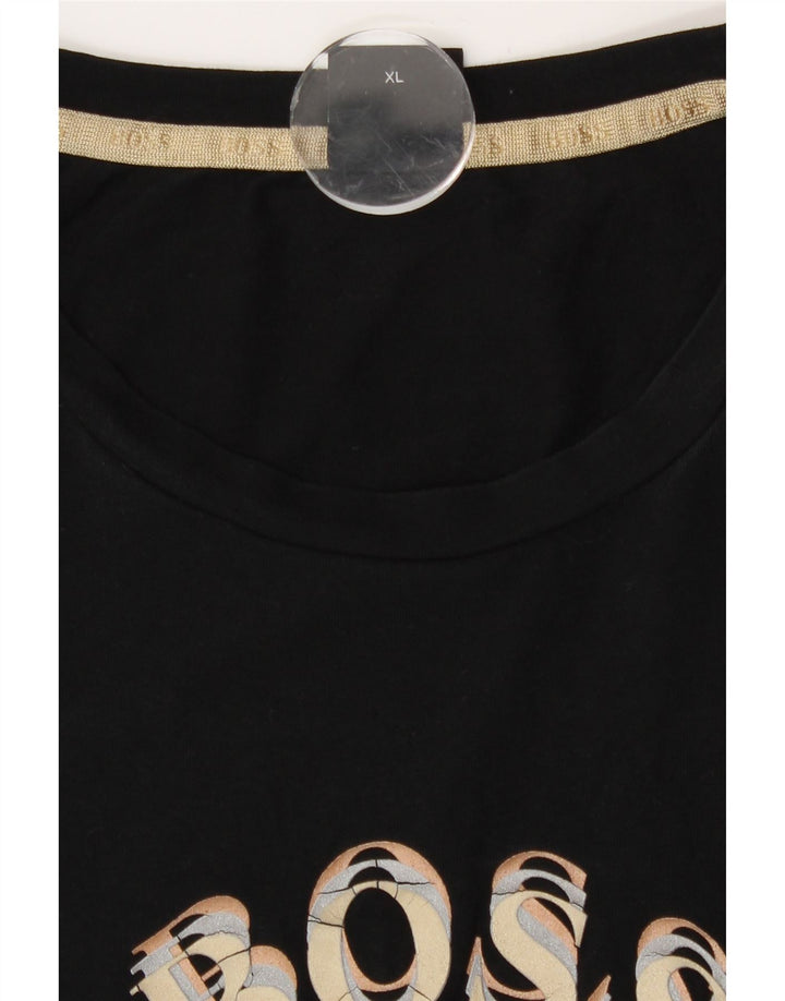 Hugo Boss Hombre Camiseta Gráfica Top XL Algodón Negro