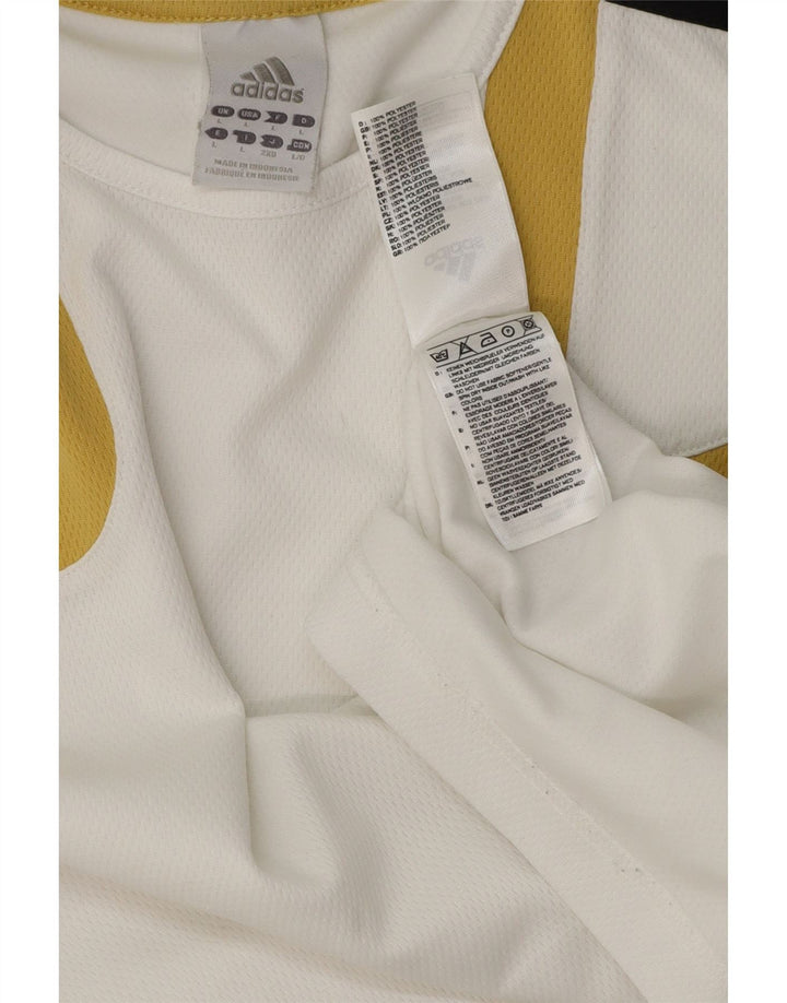 Adidas Hombre Climalite Camiseta Top Grande Blanco Colorblock Poliéster
