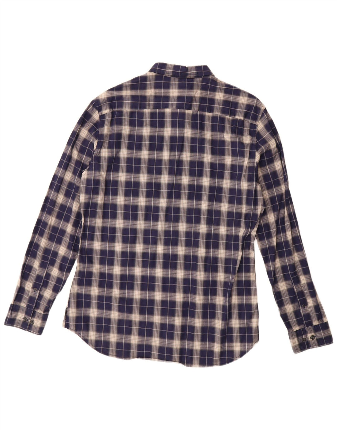 FRENCH CONNECTION Camisa Hombre Mediana Azul Marino Cuadros Algodón