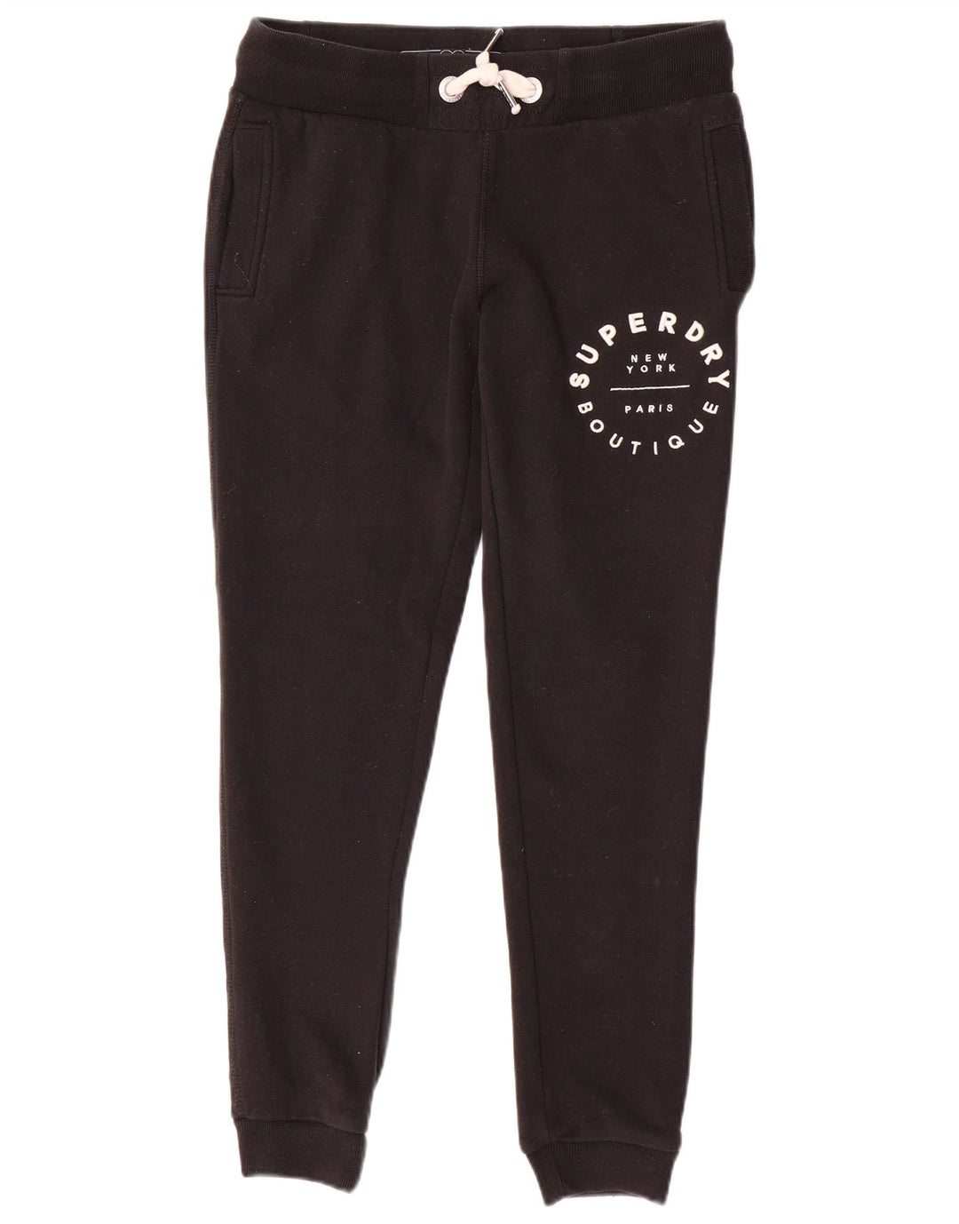 SUPERDRY Pantalones de chándal con estampado gráfico para mujer Joggers UK 6 XS Algodón negro