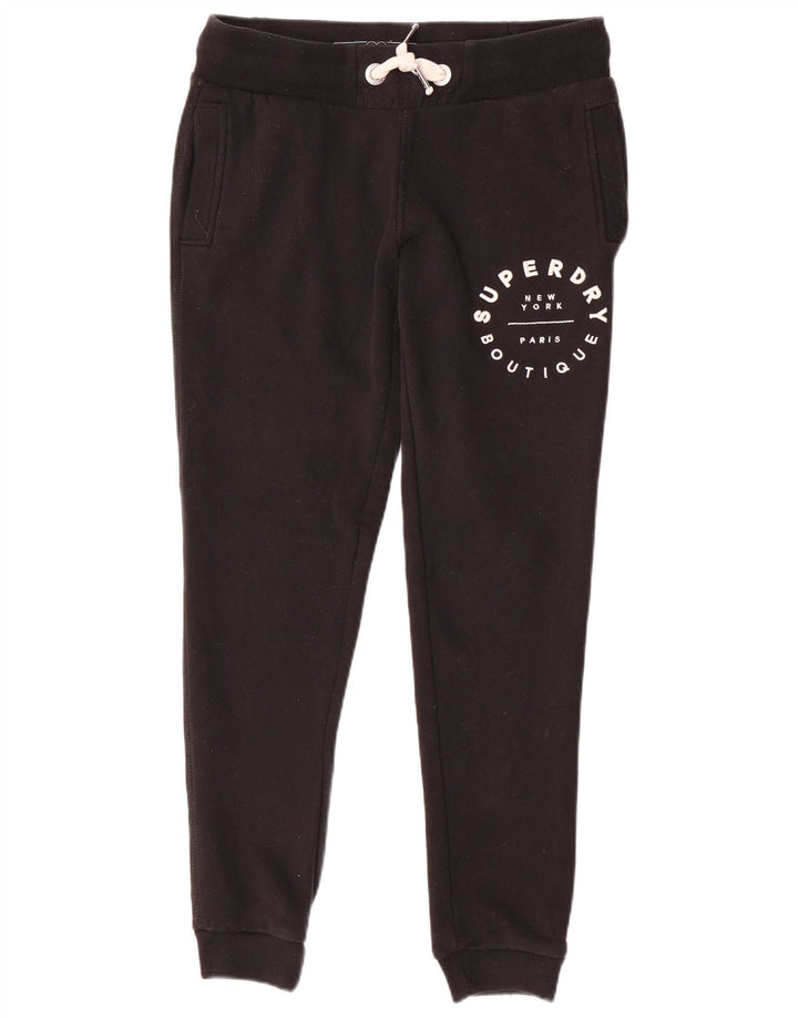 SUPERDRY Pantalones de chándal con estampado gráfico para mujer Joggers UK 6 XS Algodón negro
