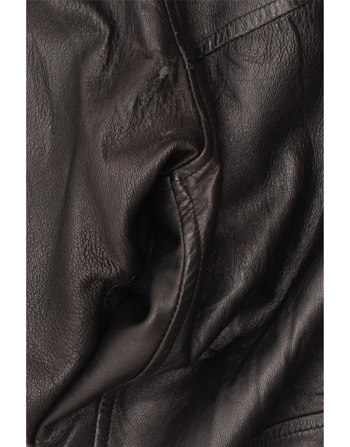 Chaqueta de cuero vintage para hombre IT 54 2XL cuero negro