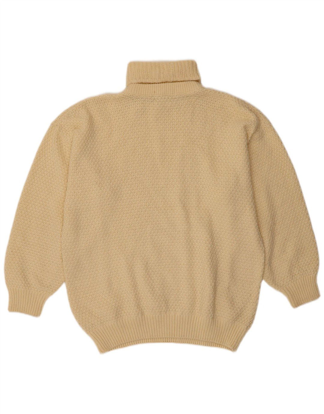 VINTAGE Mujer Roll Neck Jumper Suéter Reino Unido 18 XL Lana Blanca